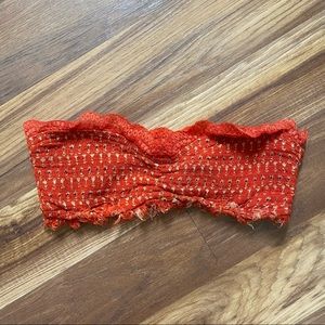 Intimately Free People Orange Stretchy Lace Strapless Bandeau Bralette Small